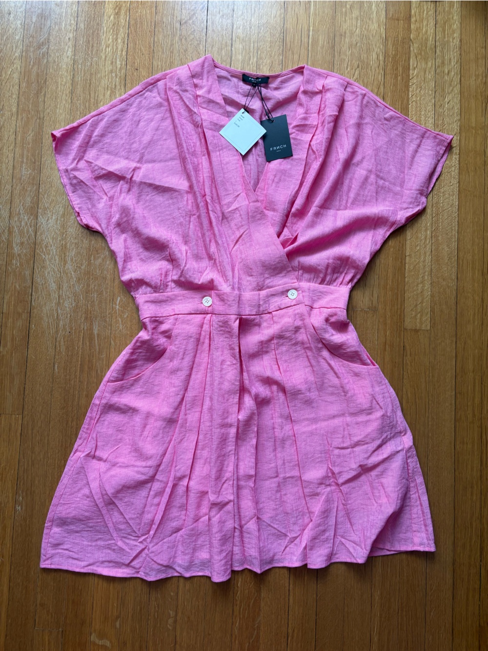 FRNCH Pink Striped Button-Front Dress